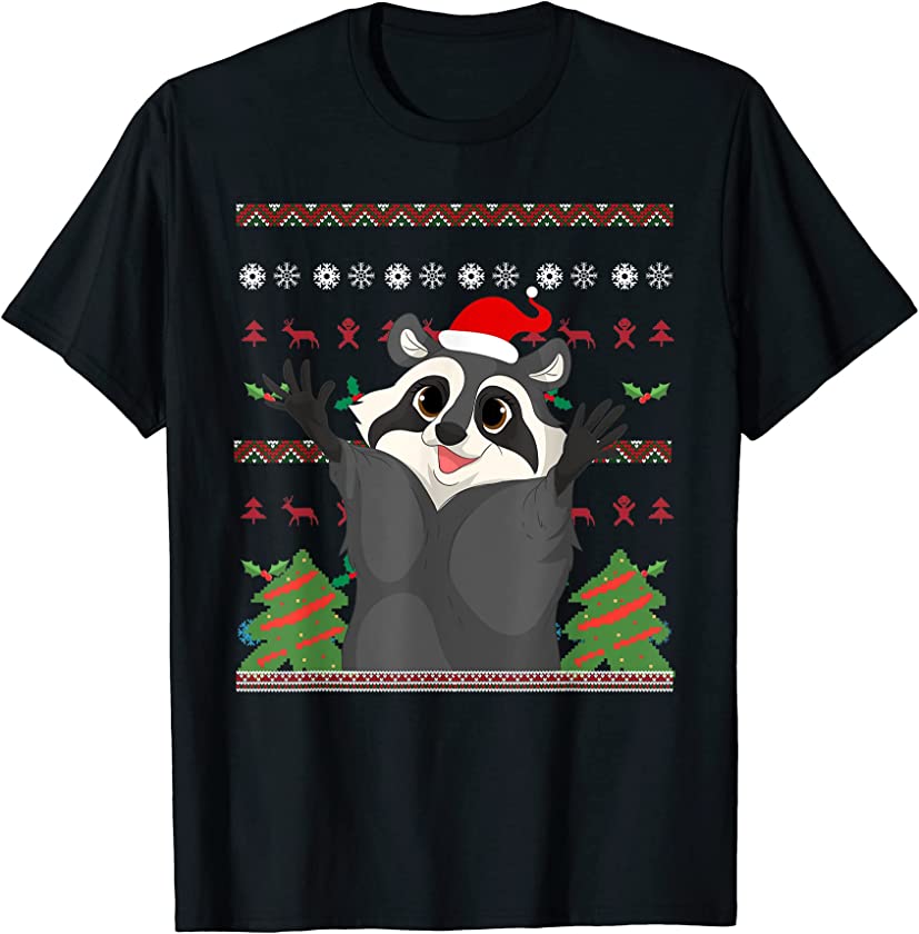 Ugly Christmas Animal Merry Xmas Trash Panda Raccoon T-Shirt