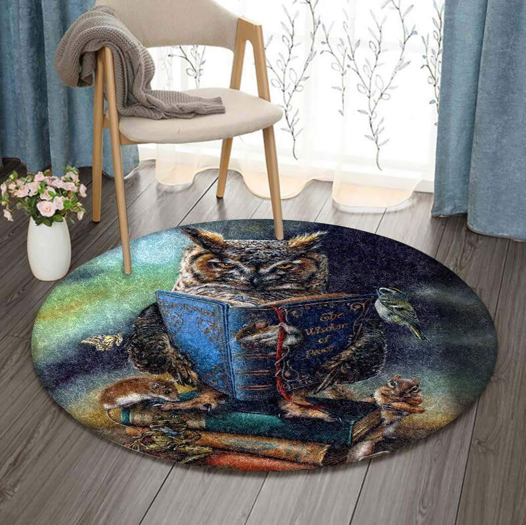 Wisdom Owl And Little Animals Round Rug Pistons Gift