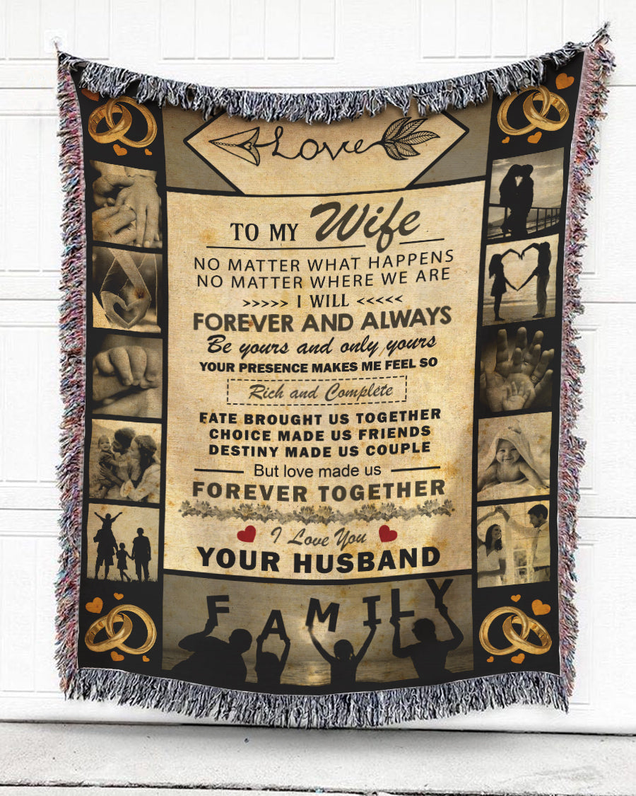 Woven Throw For Wife Wedding Anniversary Gift, The Rings – Love Letter From Husband, Cotton Blanket