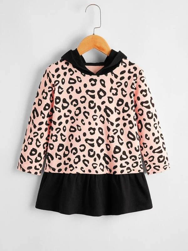 Toddler Girls Leopard Print Colorblock Hoodie