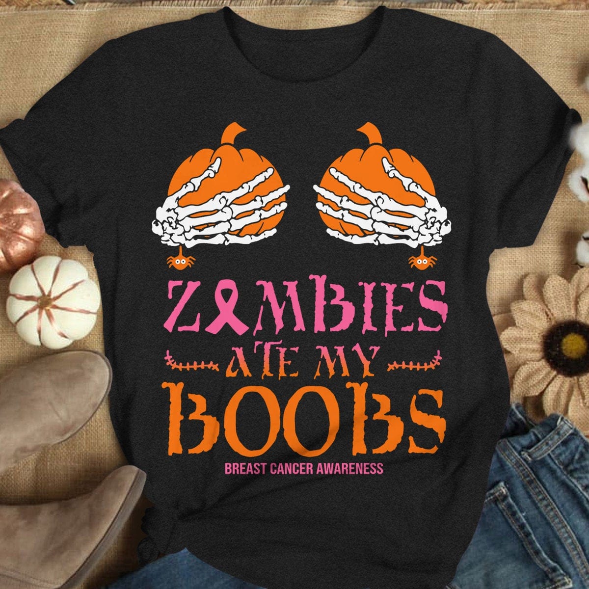 Zombies Ate My B00Bs, Funny Breast Cancer Shirts