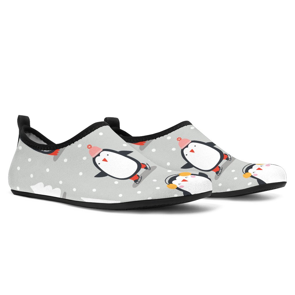 Cute Penguin Christmas Pattern Aqua Shoes