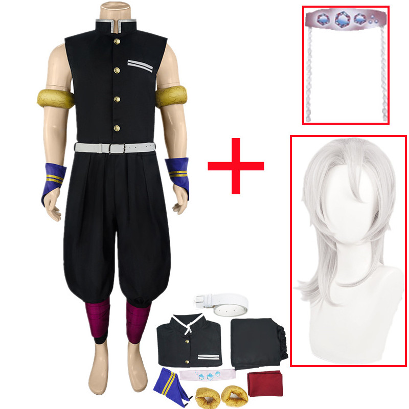 Anime Demon Slayer Season 2 Kimetsu no Yaiba Uzui Tengen Cosplay Costume Black Uniform Halloween Christmas Party Clothes alx