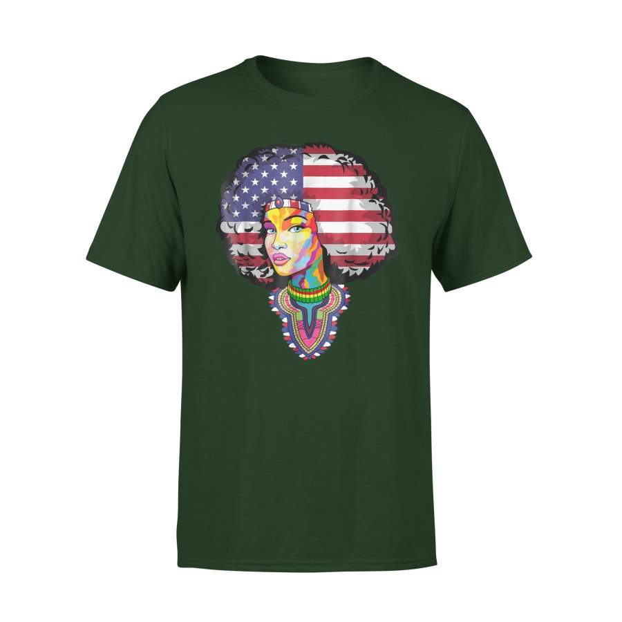 African Kente Dashiki American Flag Afro T-Shirt