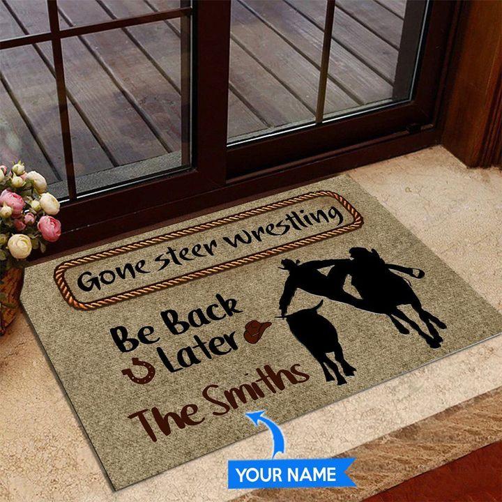 Gone Steer Wrestling Be Back Later Custom Doormat