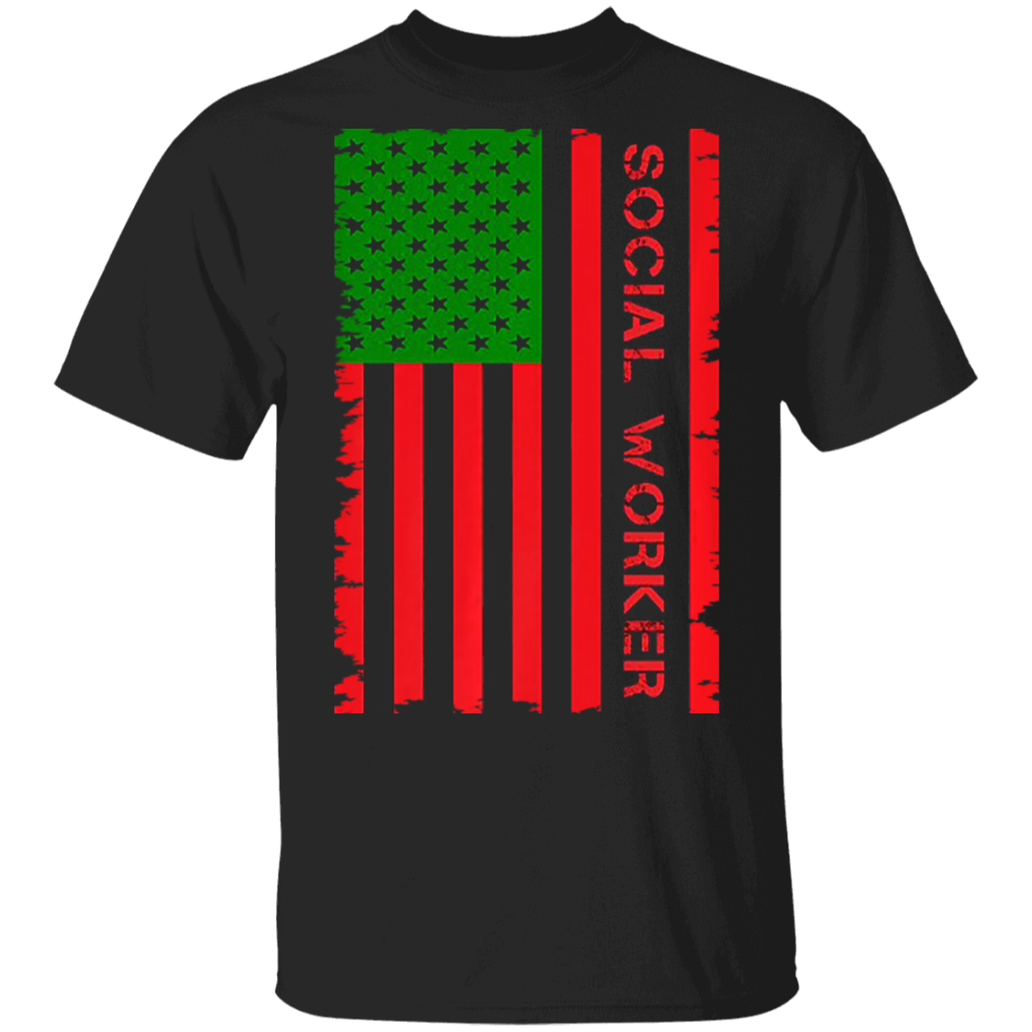 Social Worker Shirt Green Red American Flag T-Shirt Pan African Shirt