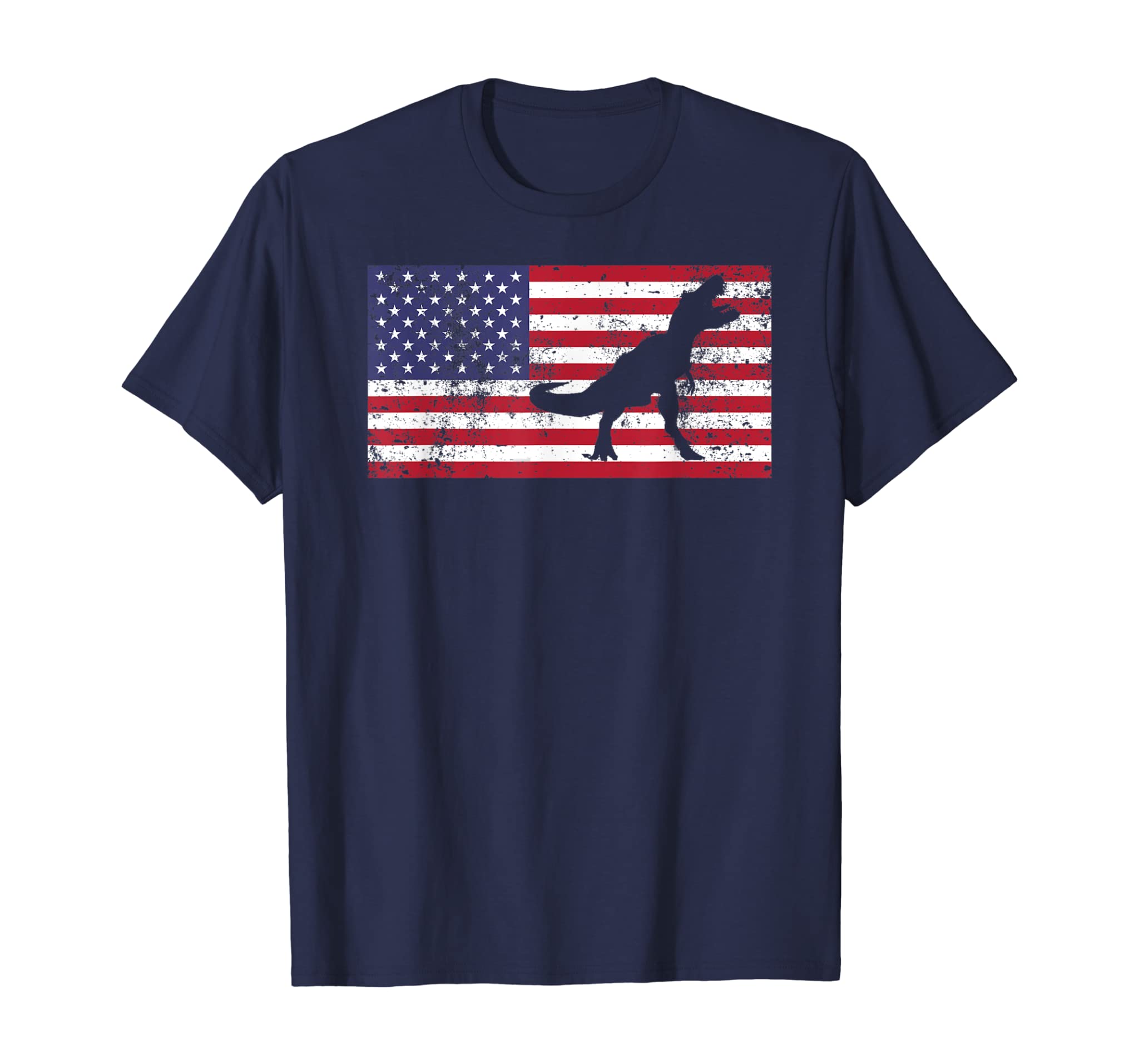 T Rex Boys T Shirt American Flag Girls 4th of July Dinosaur T-Shirt