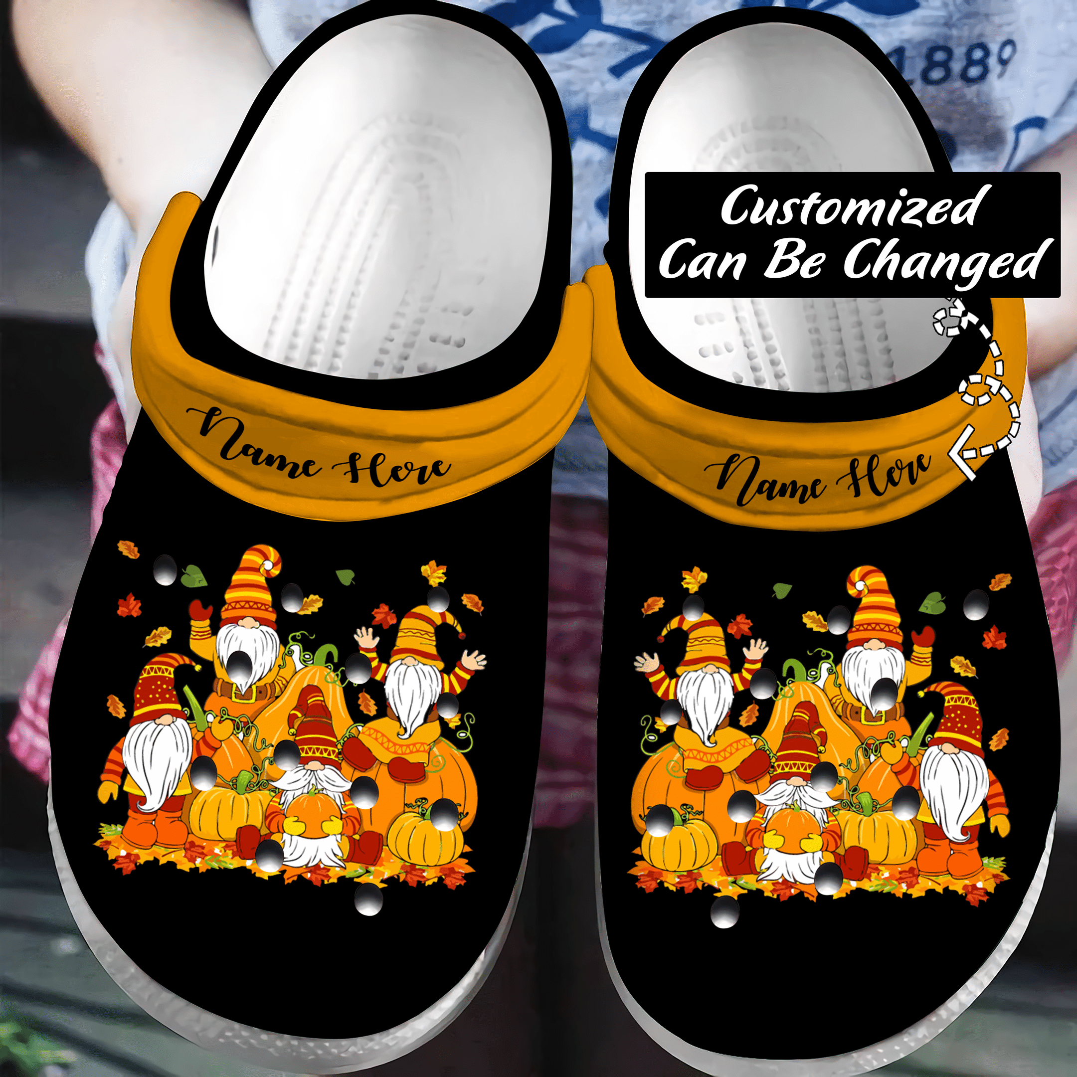 Personalized Fall Crocs – Cute Pumpkin Gnomes Fall Autumn