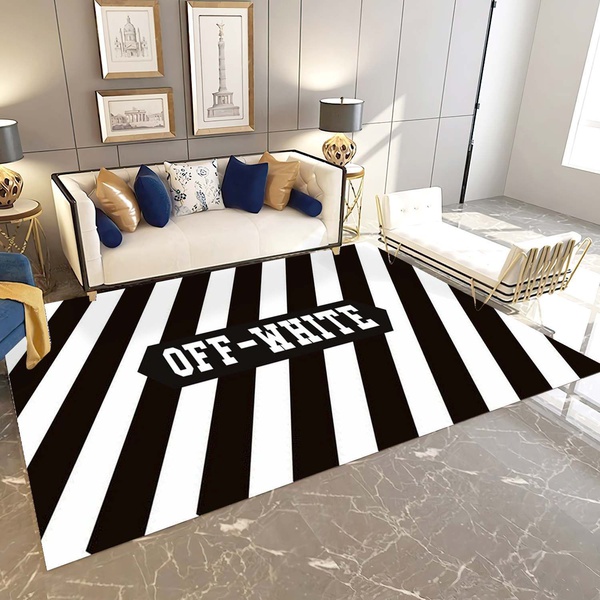 Off-White Rug, Hypebeast Living Room Bedroom Carpet, Fashion Brand Floor Decor