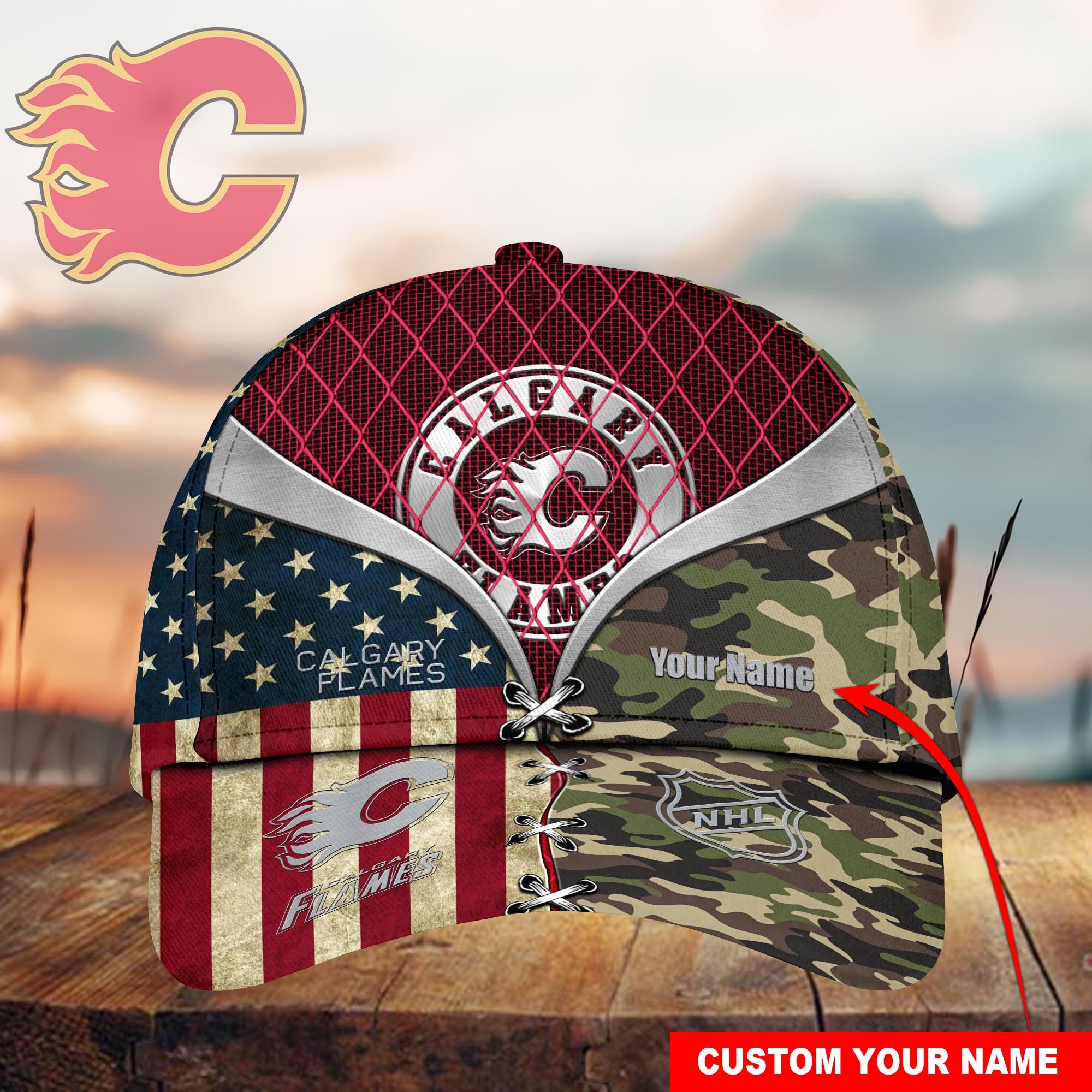 Calgary Flames Custom Name Classic, Baseball Caps M-39569