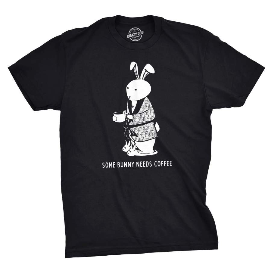 Mens Some Bunny Needs Coffee Tshirt Cute Easter Sunday Tee