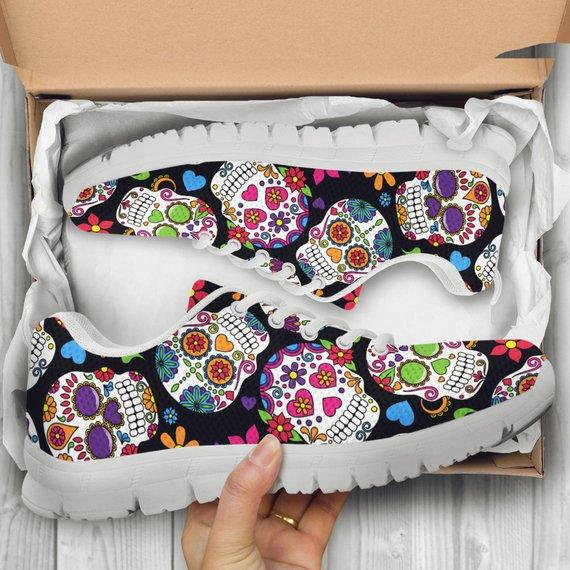 Sugar Skull Custom Sneakers, custom sneaker, custom sneaker man, skull shoes