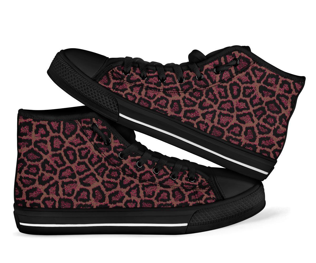 Brown Cheetah Leopard Pattern Print Men Women’S High Top Shoes