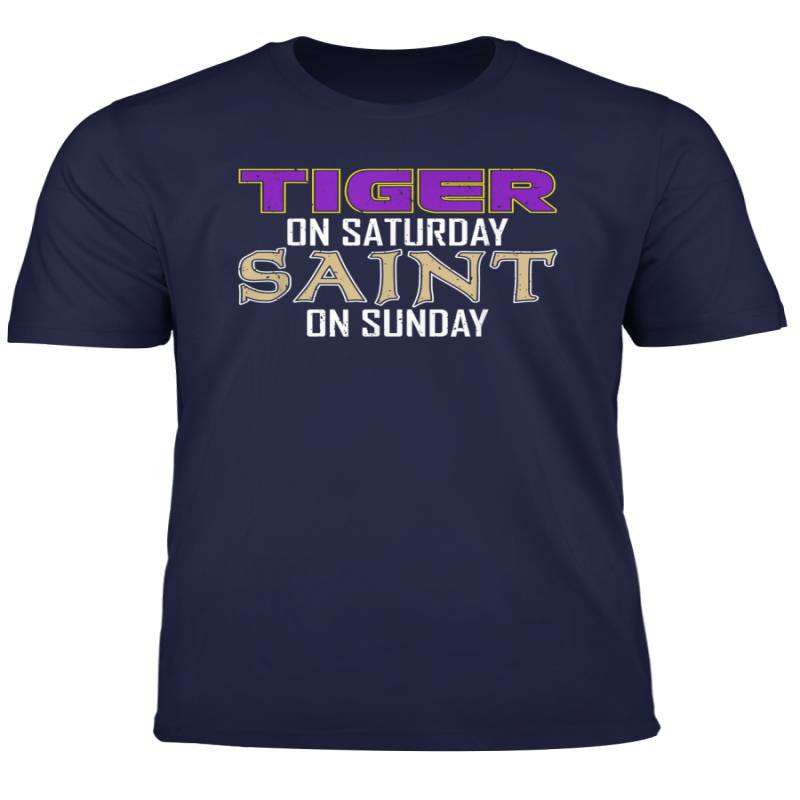 Tiger On Saturday Saint On Sunday Louisiana Vintage Football T Shirt