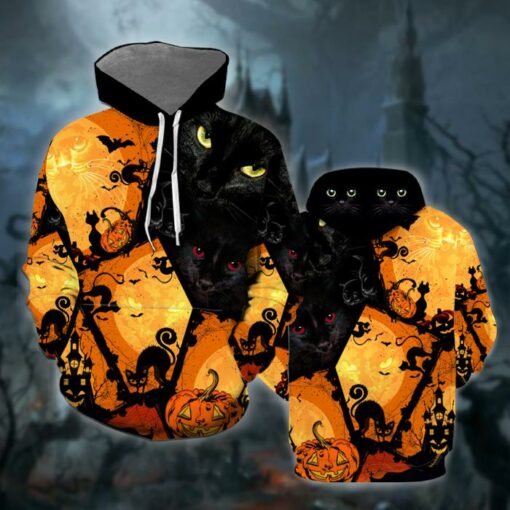 Black Cat Halloween 3D All Over Printed Shirts For Men And Women, Gift For Halloween Day, Happy Halloween