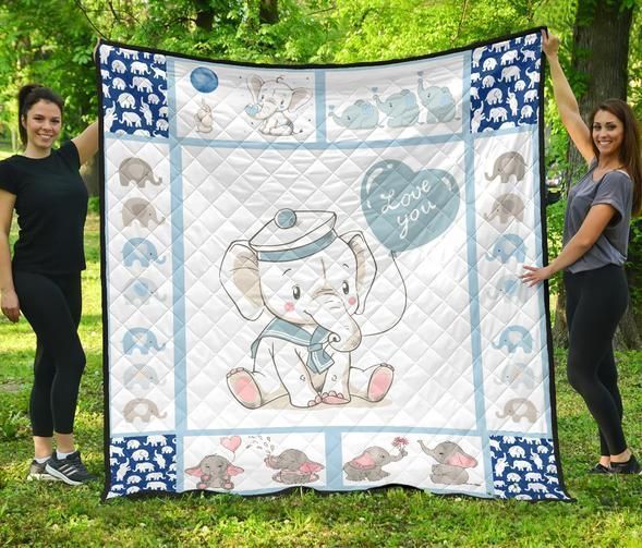 Blue Baby Elephant DHC15100042MDQ Quilt Blanket