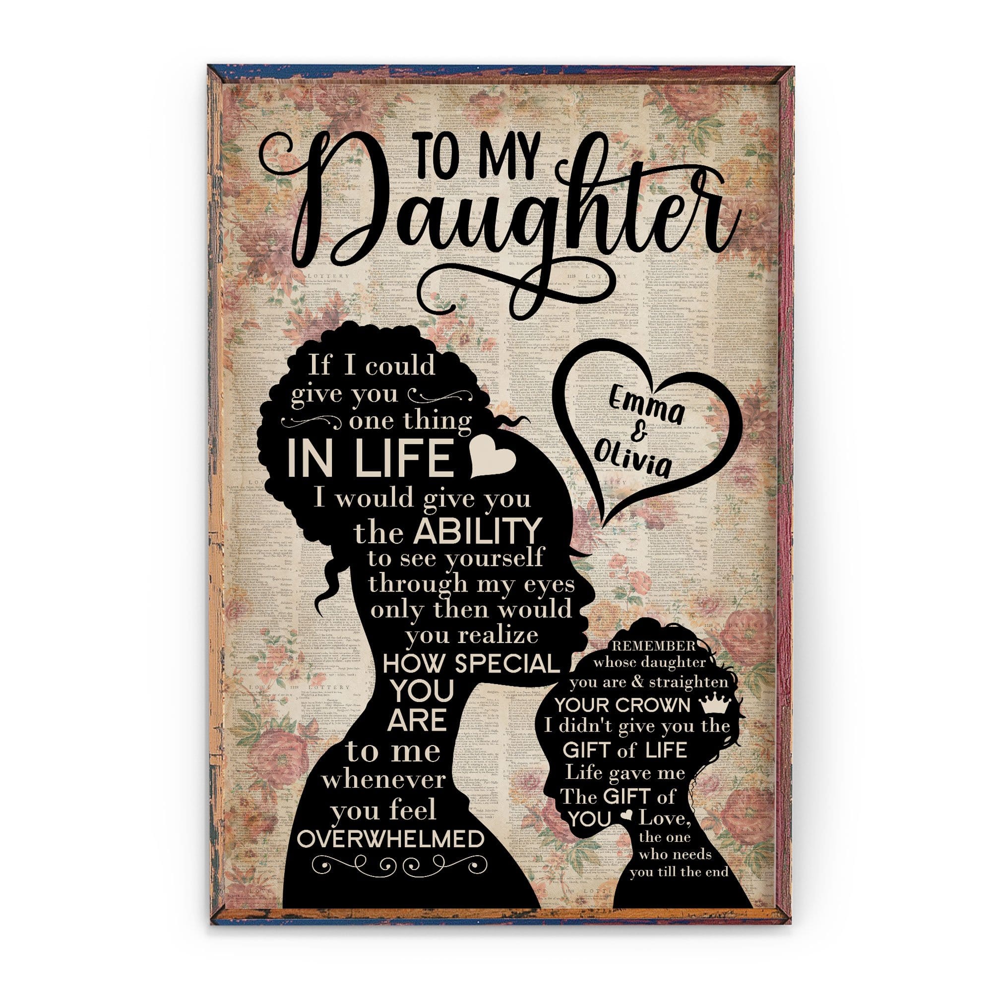 To My Daughter Remember Whose Daughter You Are And Straighten Your Crown, Family Custom Poster, Gift For Daughter