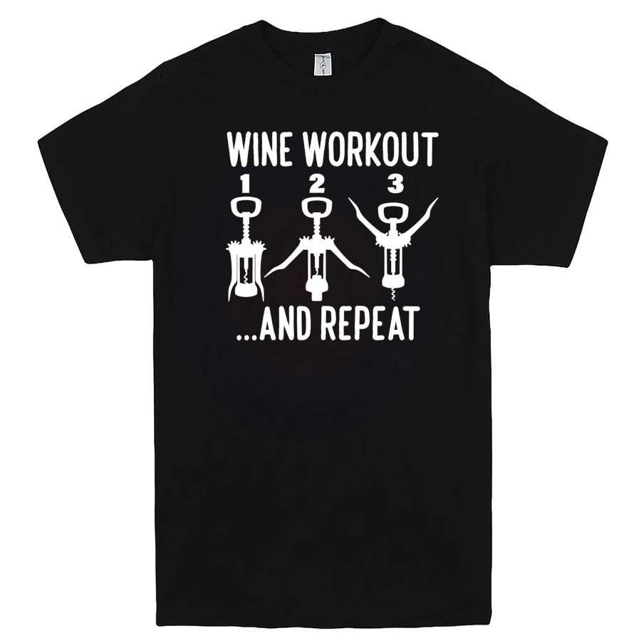 “Wine Workout: 1 2 3 Repeat” men’s t-shirt