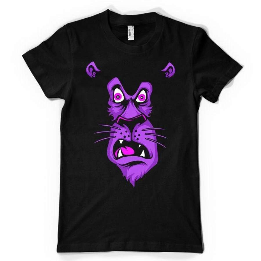 Shocked Lion Face Cartoon Character Mockup Funny Casual Short Sleeve T-Shirt