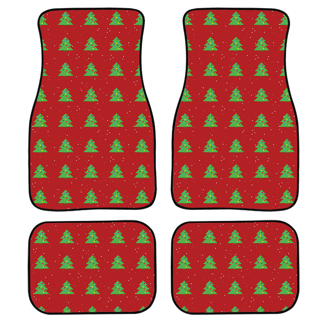 8-Bit Pixel Christmas Tree Pattern Print Front And Back Car Floor Mats, Front Car Mat