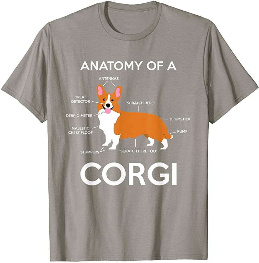 Anatomy Of A Corgi T-Shirt Funny Corgis Dog Puppy Tee Gift