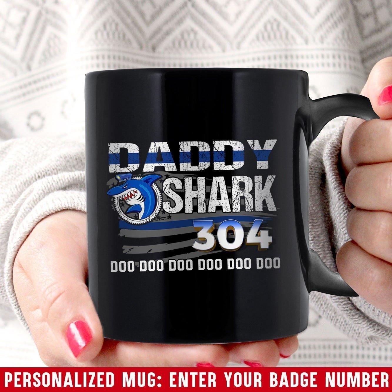 [Personalized Number] Police Daddy Shark – Gift For Dad From Kids – Coffee Mug