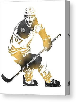 Patrice Bergeron Boston Bruins Watercolor Strokes Pixel Art 1 Joe Hamilton Canvas Print