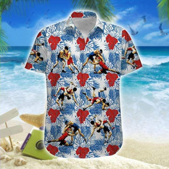 Wrestling Red Hibiscus Hawaii Shirt Unisex Adult Ha86546