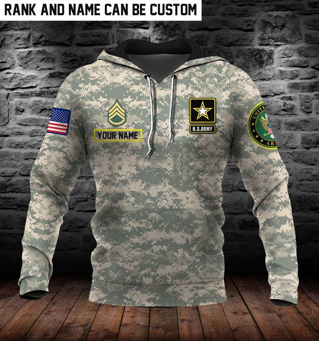 U.S ARMY 3D HOODIE – CUSTOMIZED NAME & RANKS