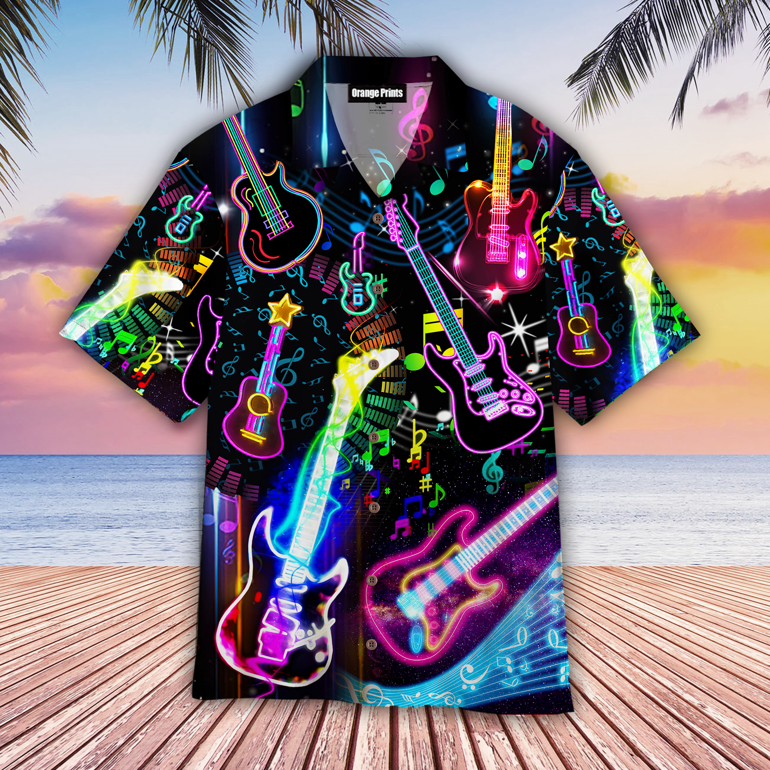 Guitar Neon Life With Music Hawaii Shirt For Men Women Ha48375