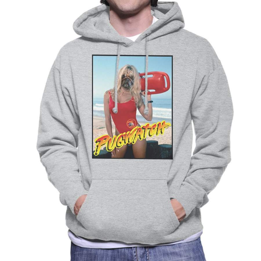 Baywatch Pug Watch Parody Men’s Hooded Sweatshirt