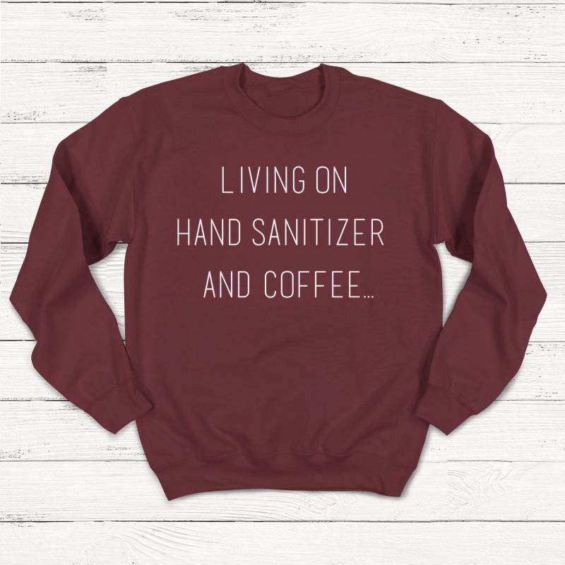 Crushtee Hand Sanitizer Sweatshirt, Social Distance, Unisex Crewneck, Quarantine Shirt, Introvert, Coffee Shirt, Cute Tshirt, Funny T shirt Long Sleeve Hoodie