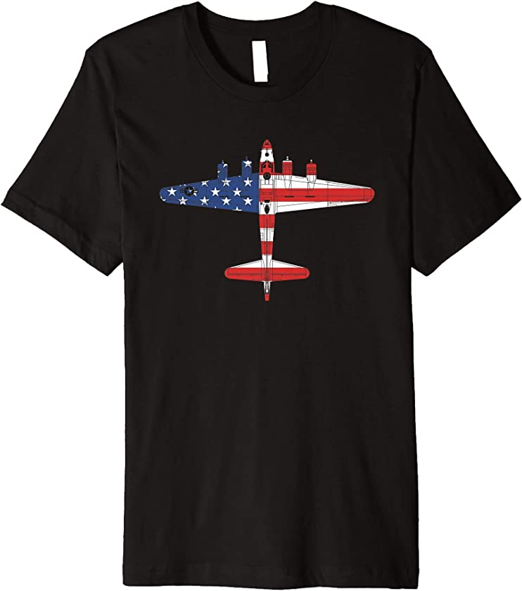 Vintage WW2 B-17 Flying Fortress Airplane American Flag Premium T-Shirt