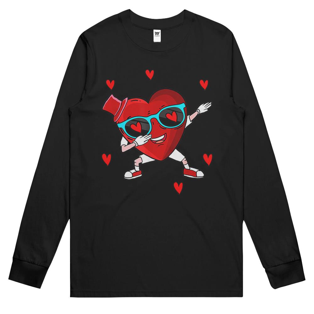 Dabbing Heart Valentines Day Kids Matching Boys Valentines Long Sleeve T Shirts