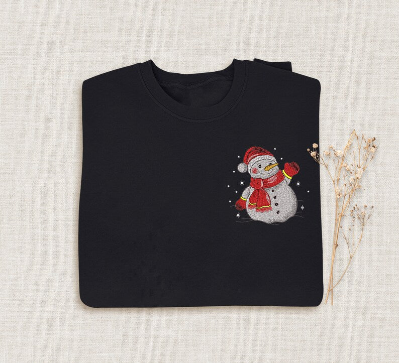 Christmas Snowman Embroidered Halloween Sweatshirt