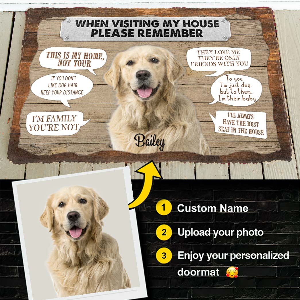 Gearhumans 3D Please Remember Dogs House Rule Custom Photo Custom Name Doormat