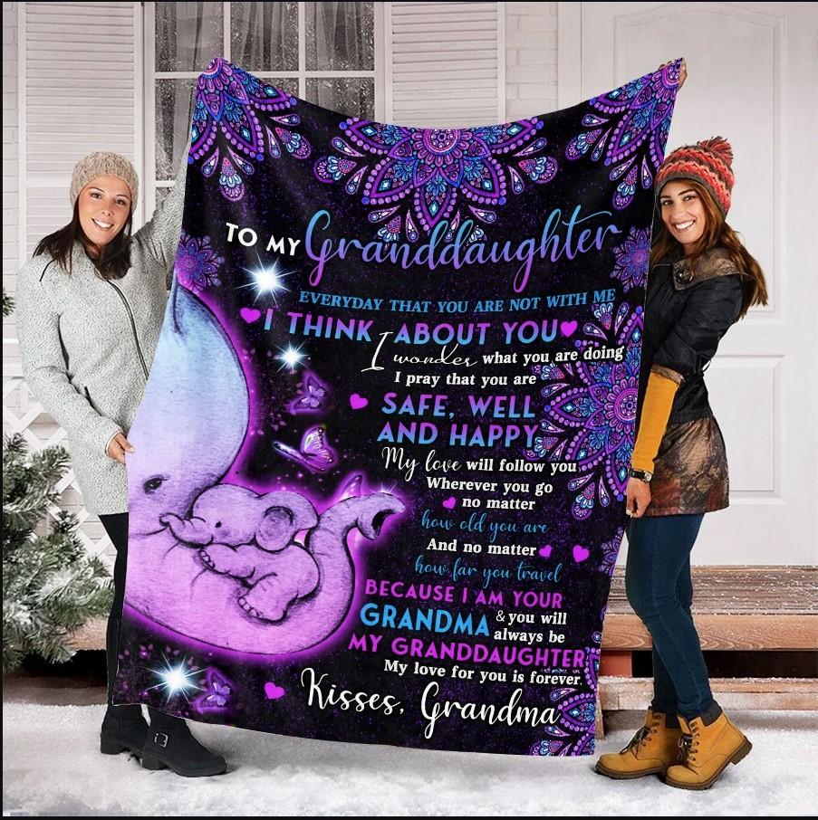 To My Granddaughter, Gift For Granddaughter Elephant Fleece Blanket