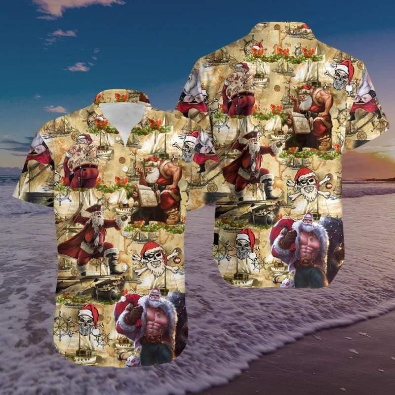 Amazing Pirate Santa Claus Aloha Hawaiian Shirt Colorful Short Sleeve Summer Beach Casual Shirt For Men And Women