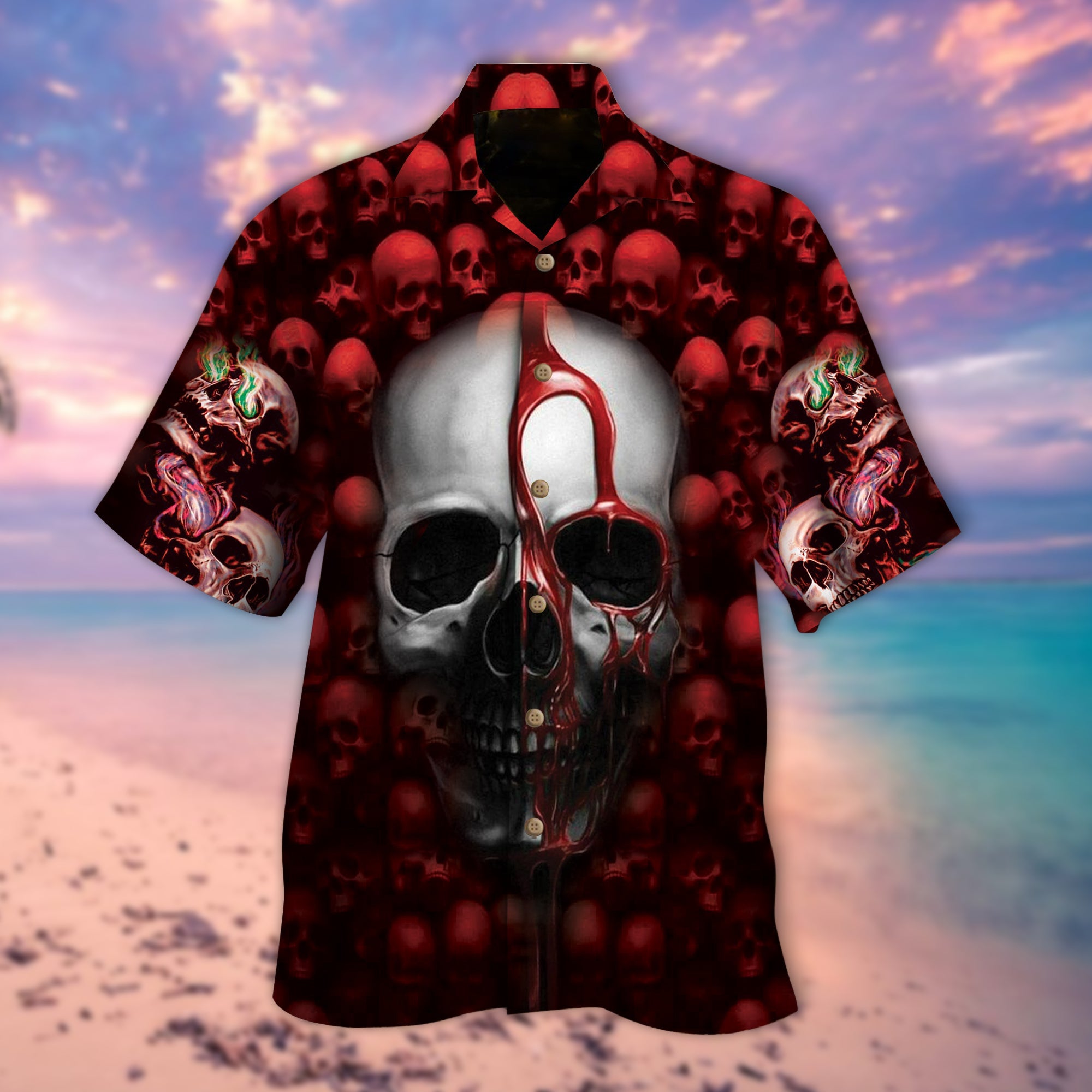 Blood Skull Hawaii Lover Hawaii Shirt For Men Women Ha86487