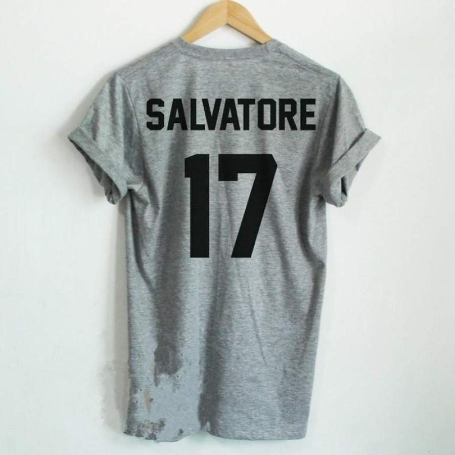 Vampire Diaries Shirt Stefan T Shirt Salvatore 17 Back Letter Print Women T Shirt Casual Cotton Funny Shirt For Lady Paul Wesley T Shirt(S-Xxxl)