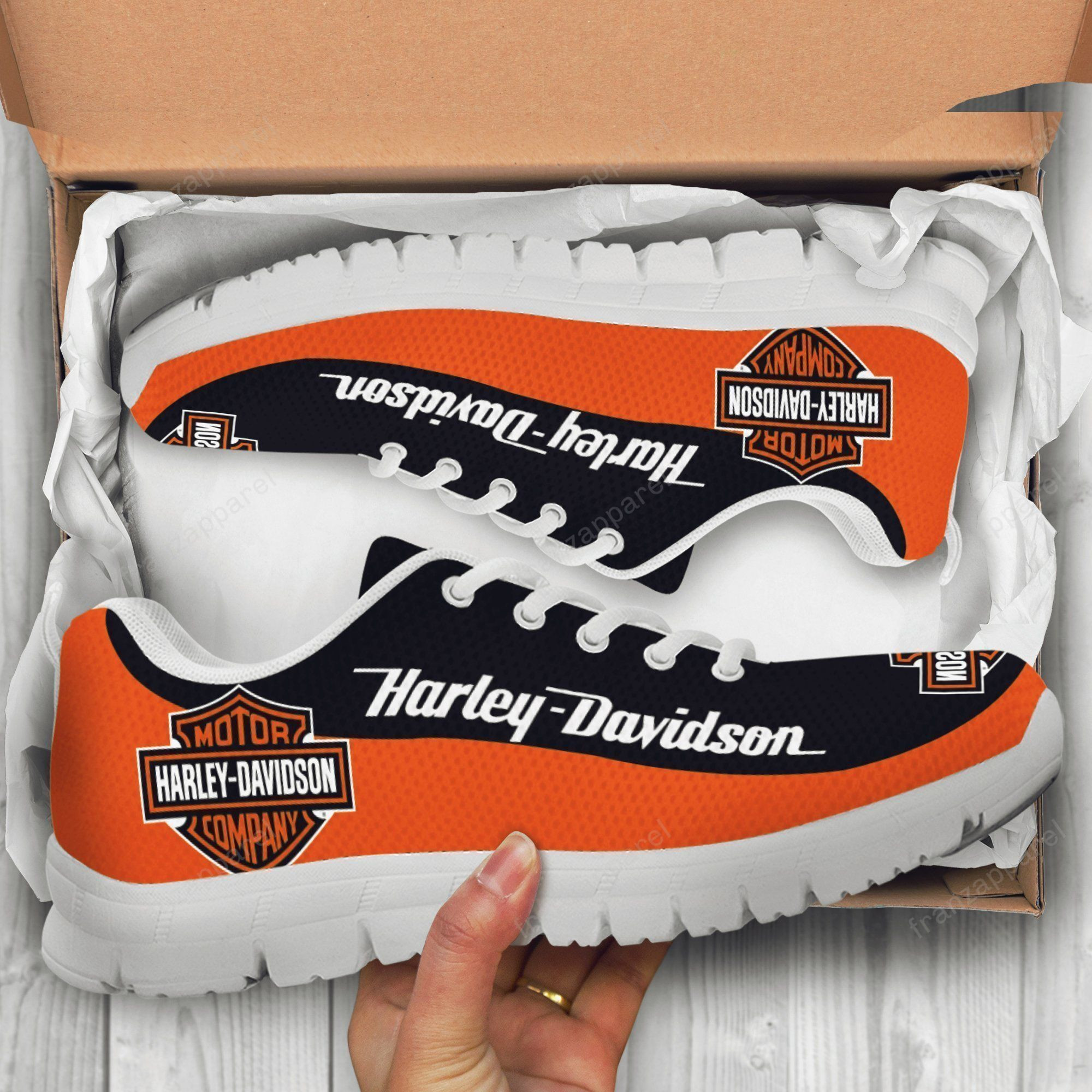 Harley Davidson Ver2 Print Sneakers, Women’S Sneakers, Handmade Crafted Sneaker White Shoes Birthday Gift Fashion Fly Sneakers  Men And Women Size  Us