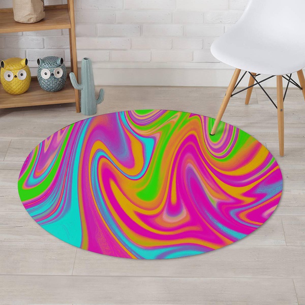 Colorful Abstract Paint Round Rug