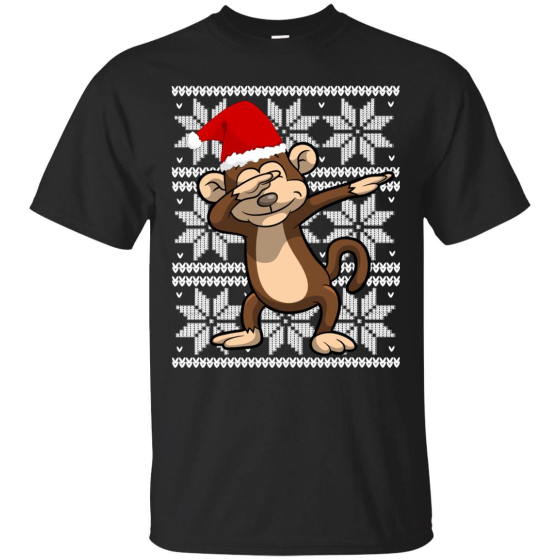 Ugly Christmas Shirt Dabbing Monkey Dab Santa Hat Gift