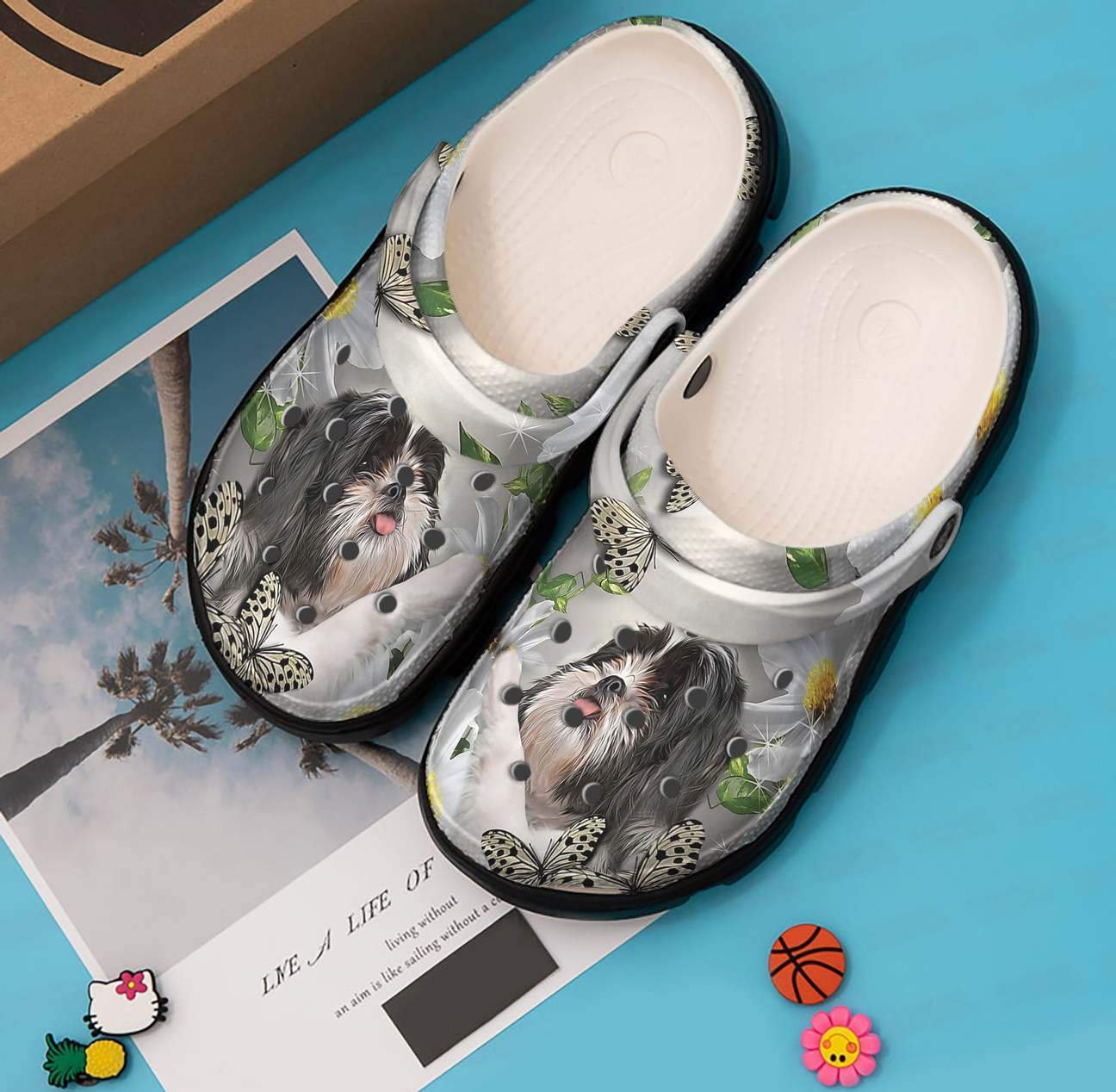 Shih Tzu Personalized Clog, Custom Name, Text, Color, Number Fashion Style For Women, Men, Kid, Print 3D Butterfly Shih Tzu