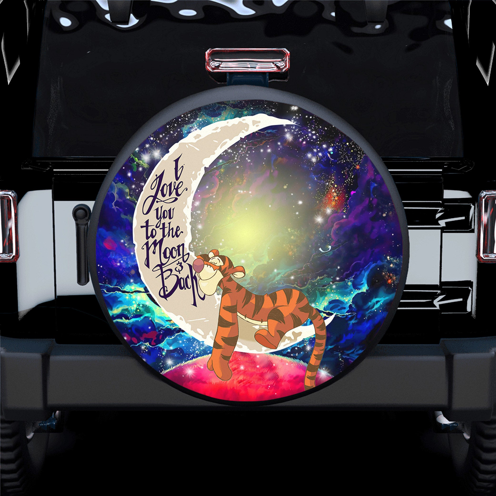 Tiger Winnie The Pooh Love You To The Moon Galaxy Spare Tire Covers Gift For Campers