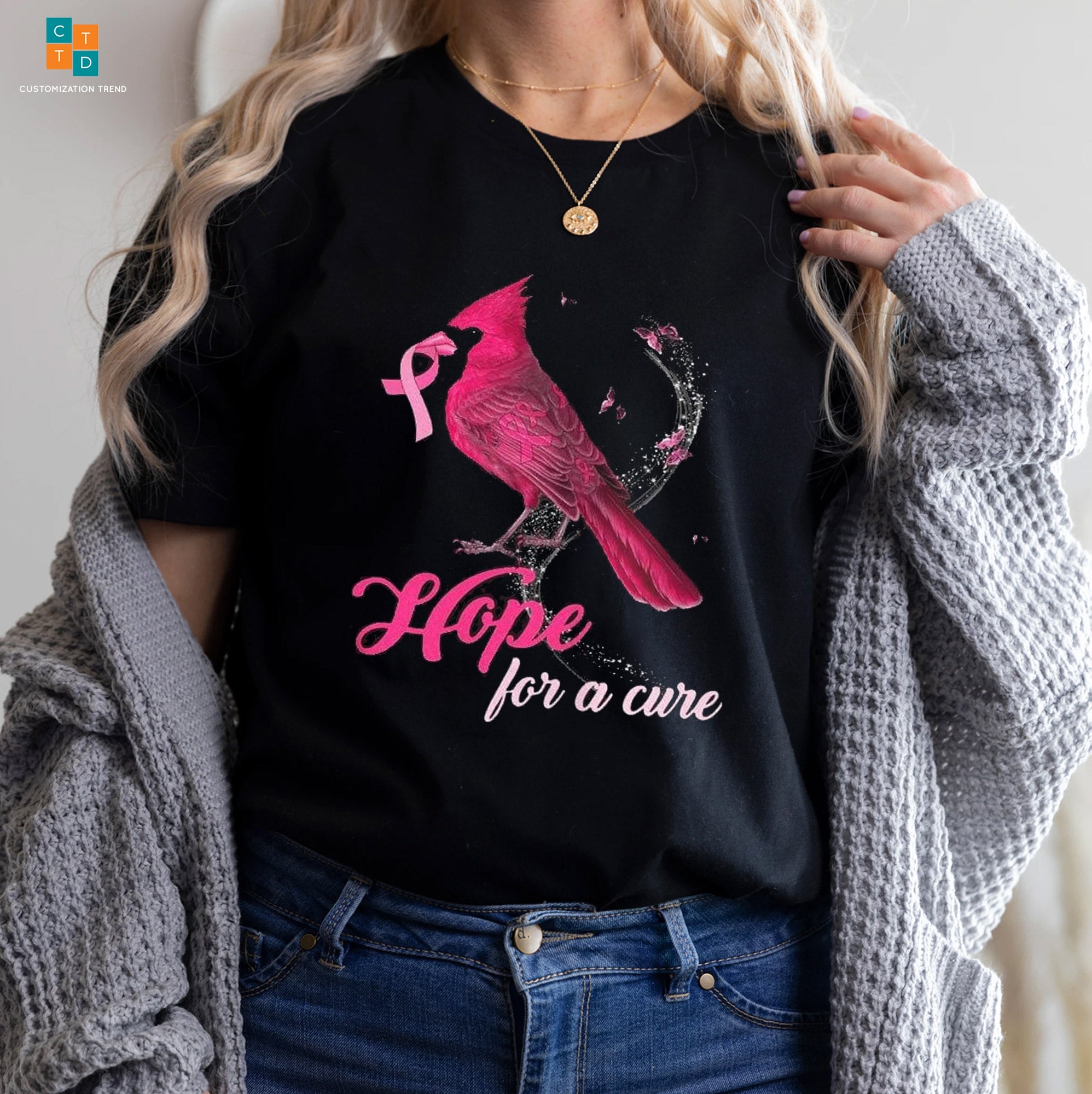 Breast Cancer Pink Bird Hope For A Cure Cardinal Bird Sweatshirts Hoodie, Shirt