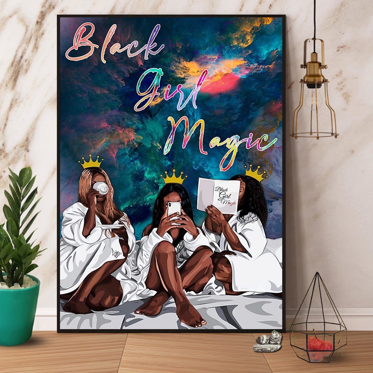 Black Girls Magic Wear Crows Great Print Best Gift For Black Girls Love Reading Coffee And Selfie Poster No Frame