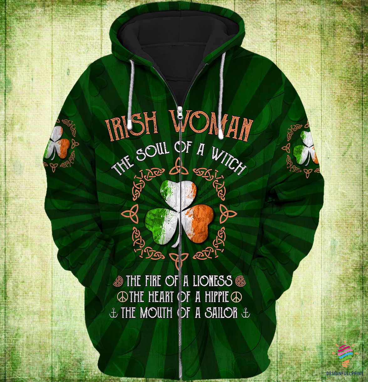 Irish Gift Idea Shenanigans Irish Women Soul Of A Witch Sherpa Us Unisex Size  Zip-Up Hoodie Ch