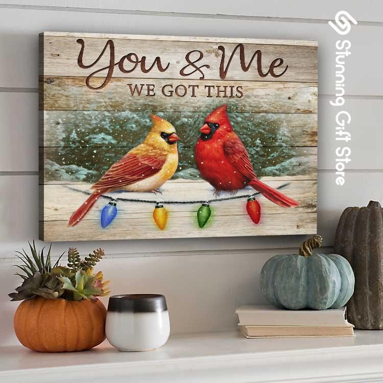 Christmas Cardinals couple you me we got this poster canvas