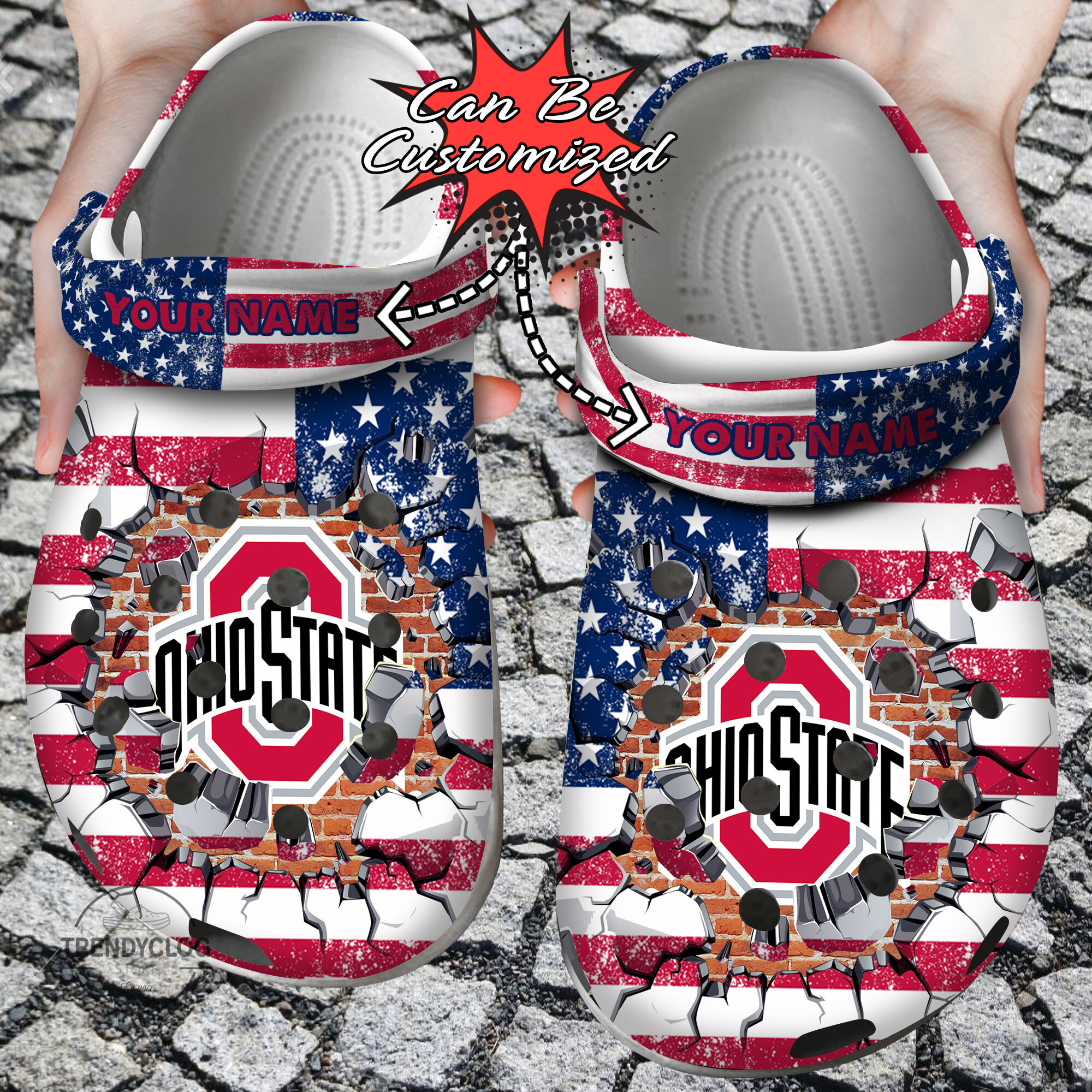 Sport Crocs Personalized Obuckeyes University American Flag New Clog Shoes